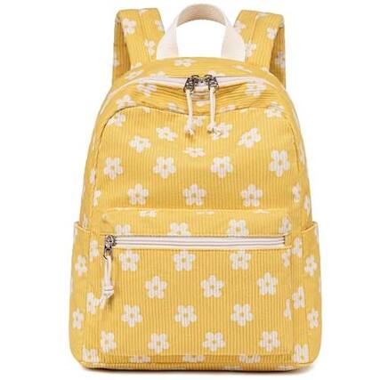 Front. Pacoar Cade - Mini Backpacks For Backpack Purse School Bookbag Women - Beige Flower Yellow Background.