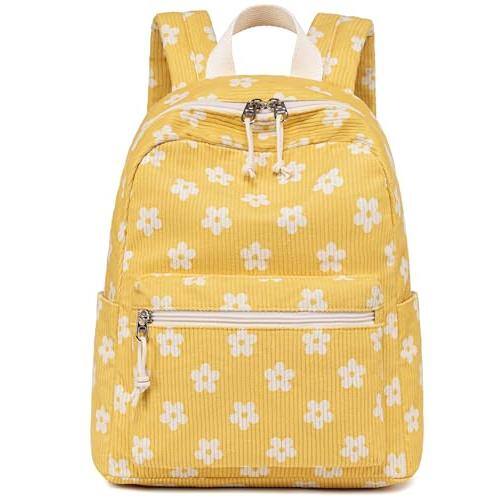 Front. Pacoar Cade - Mini Backpacks For Backpack Purse School Bookbag Women - Beige Flower Yellow Background.