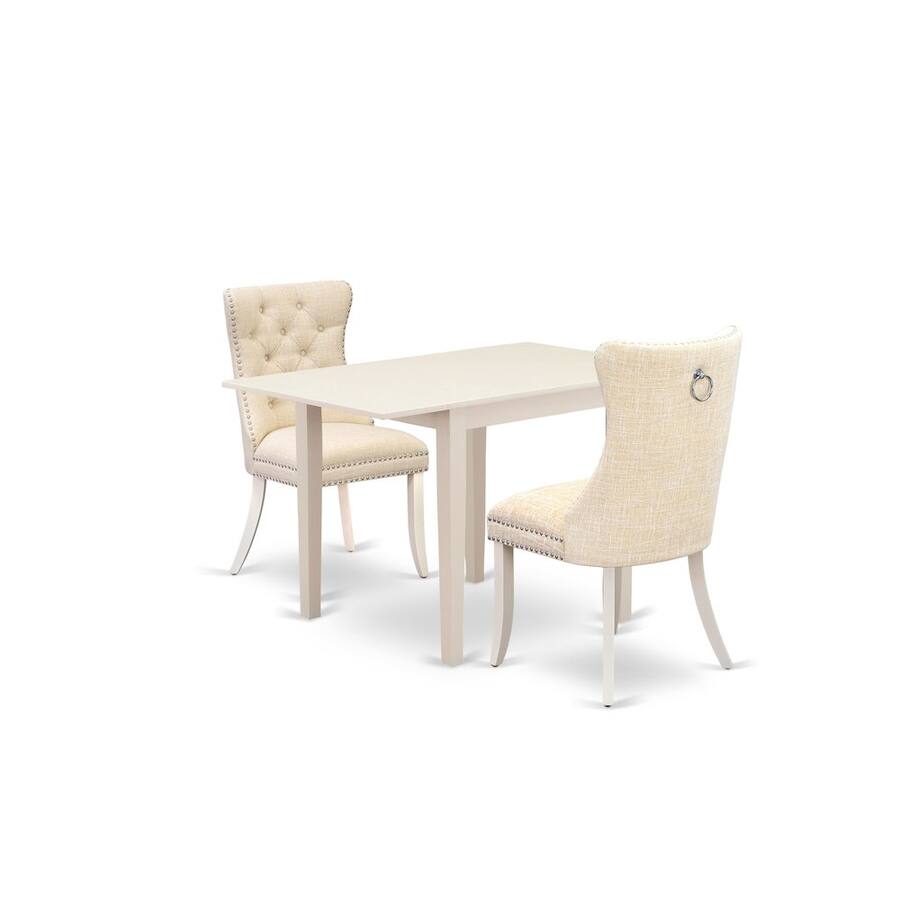 East West Furniture 3 Piece Dining Room Table Set White - Best Buy