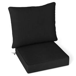 Gymax - Deep Seat Chair Cushion Pads Set Indoor/Outdoor w/ Rope Belts - Black