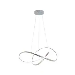 Umeiluce - Modern 40W Integrated LED Abstract Ribbon Pendant Light, 3000K Dimmable Geometric Chandelier, Chrome