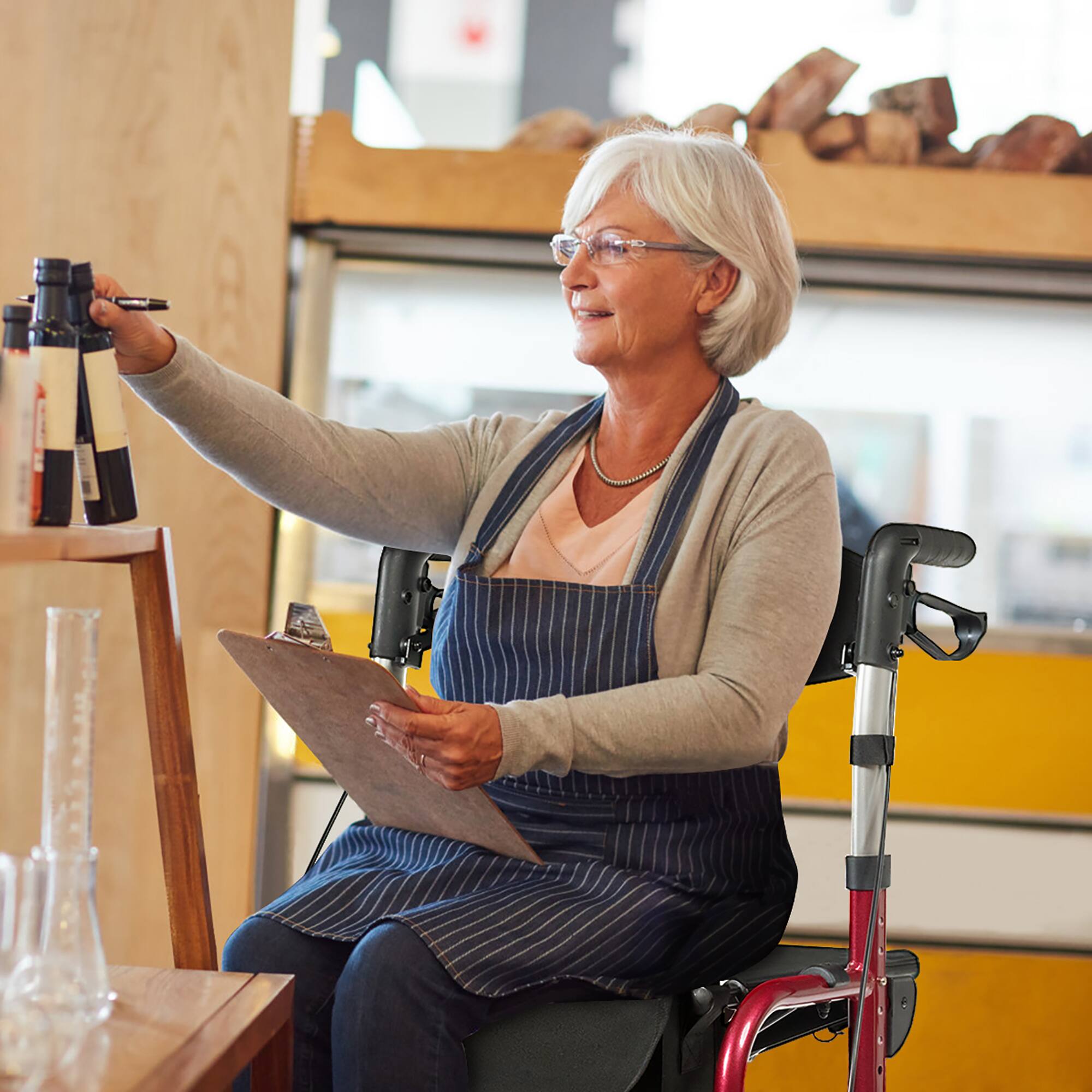 Alt View 2. Costway - Costway Folding Medical Rollator Walker Aluminum Transport Chair Adjustable Handle Red - Red.