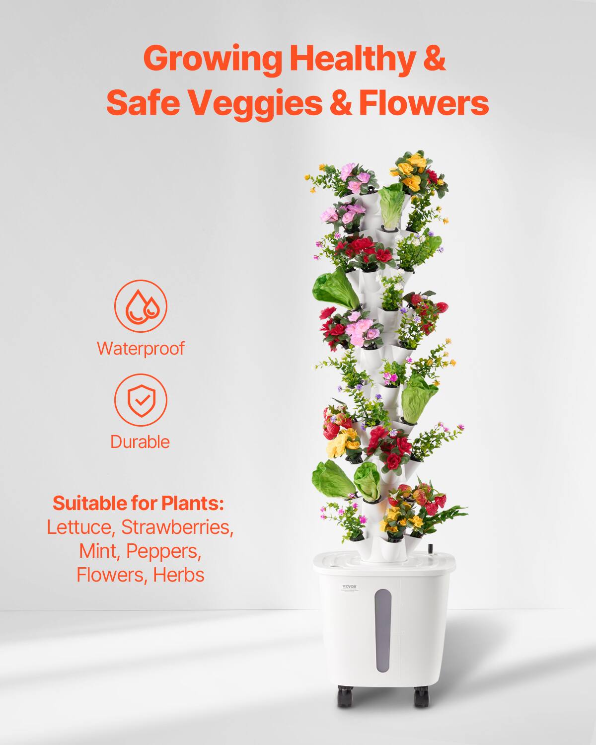 Growing Healthy & Safe Veggies & Flowers

Waterproof  
Durable  

Suitable for Plants:  
Lettuce, Strawberries, Mint, Peppers, Flowers, Herbs