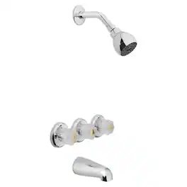 OAKBROOK - 3-Handle Chrome Tub and Shower Faucet - Silver