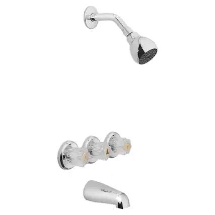 Front. OAKBROOK - OakBrook 3-Handle Chrome Tub and Shower Faucet - Silver.