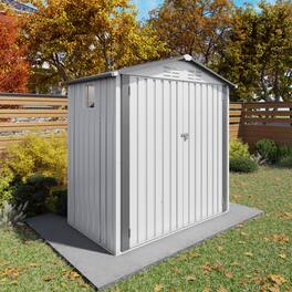 Anysun - 6X3.6FT Metal Storage Shed – Tool Shed with Peaked Roof, Waterproof, Clear Window, Lockable Door - White,Gray