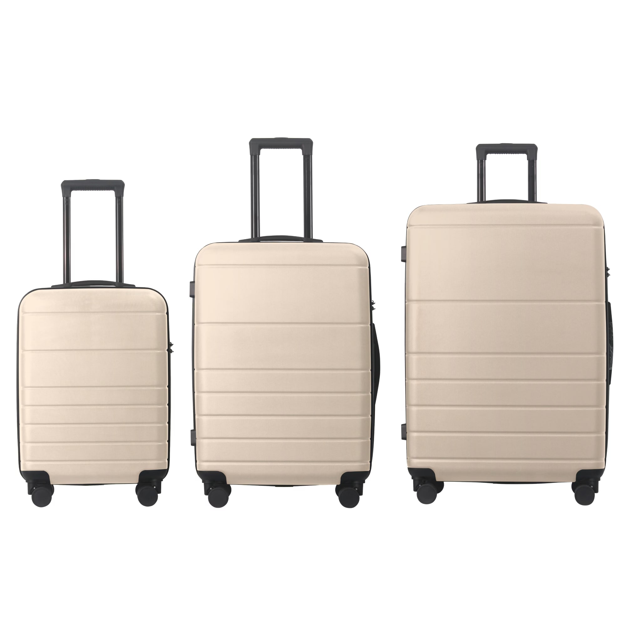 Bestier - 3-Piece ABS Hardshell Luggage Set (20”/24”/28”) with TSA Lock, Spinner Wheels & Lightweight Design - Beige