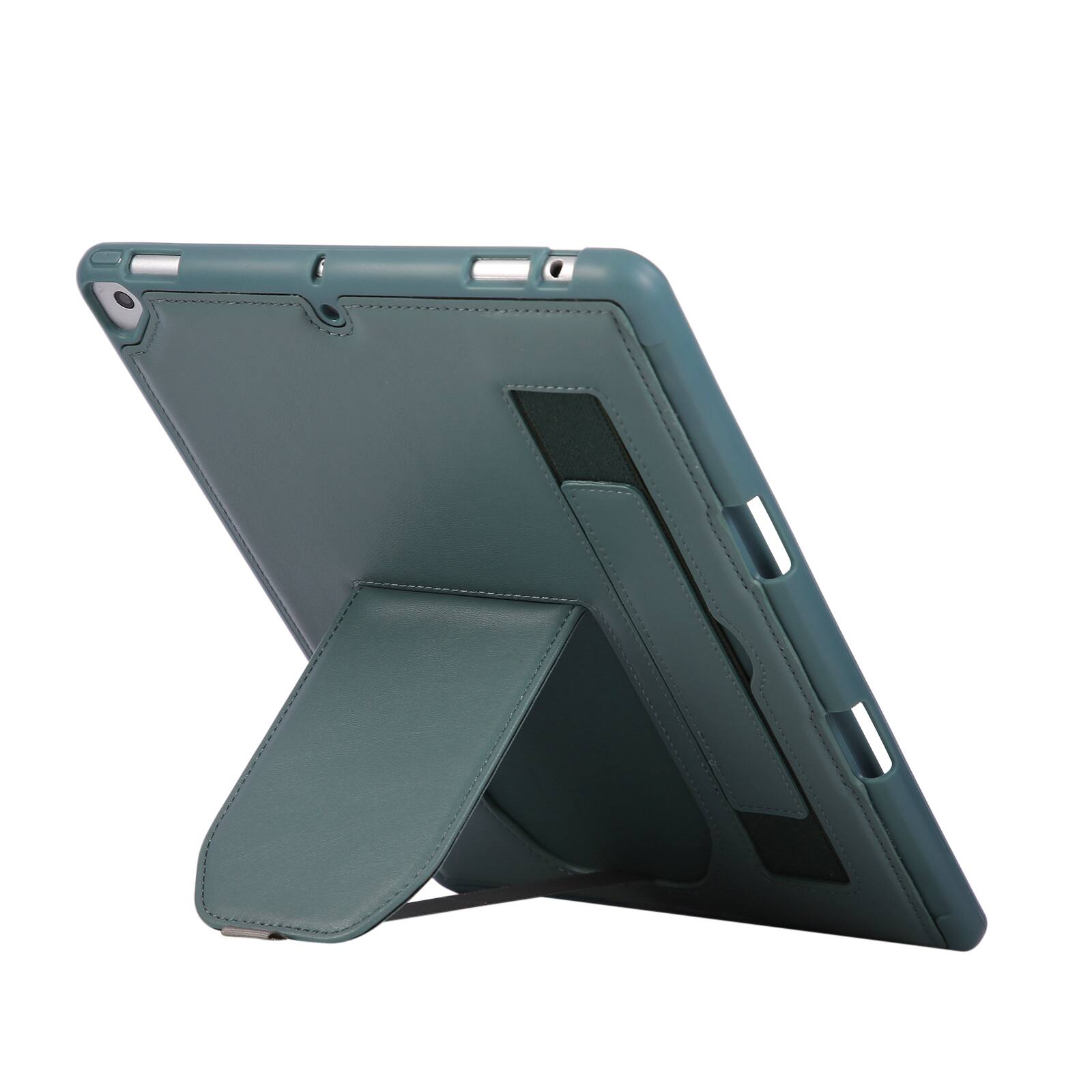 Alt View 1. UUCOVER - Case for iPad 9th 8th 7th Gen 10.2-inch (2021/2020/2019) Shockproof PU Leather Hand Strap Kickstand Pencil Holder Cover - Darkgreen.