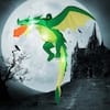 Front. Costway - Costway 5 FT Hanging Halloween Inflatable Fire-breathing Dragon Flying Decoration Yard - Green/Yellow.