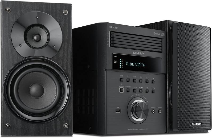 Sharp 5 Disc Micro Shelf Executive Speaker System with Bluetooth Black ...