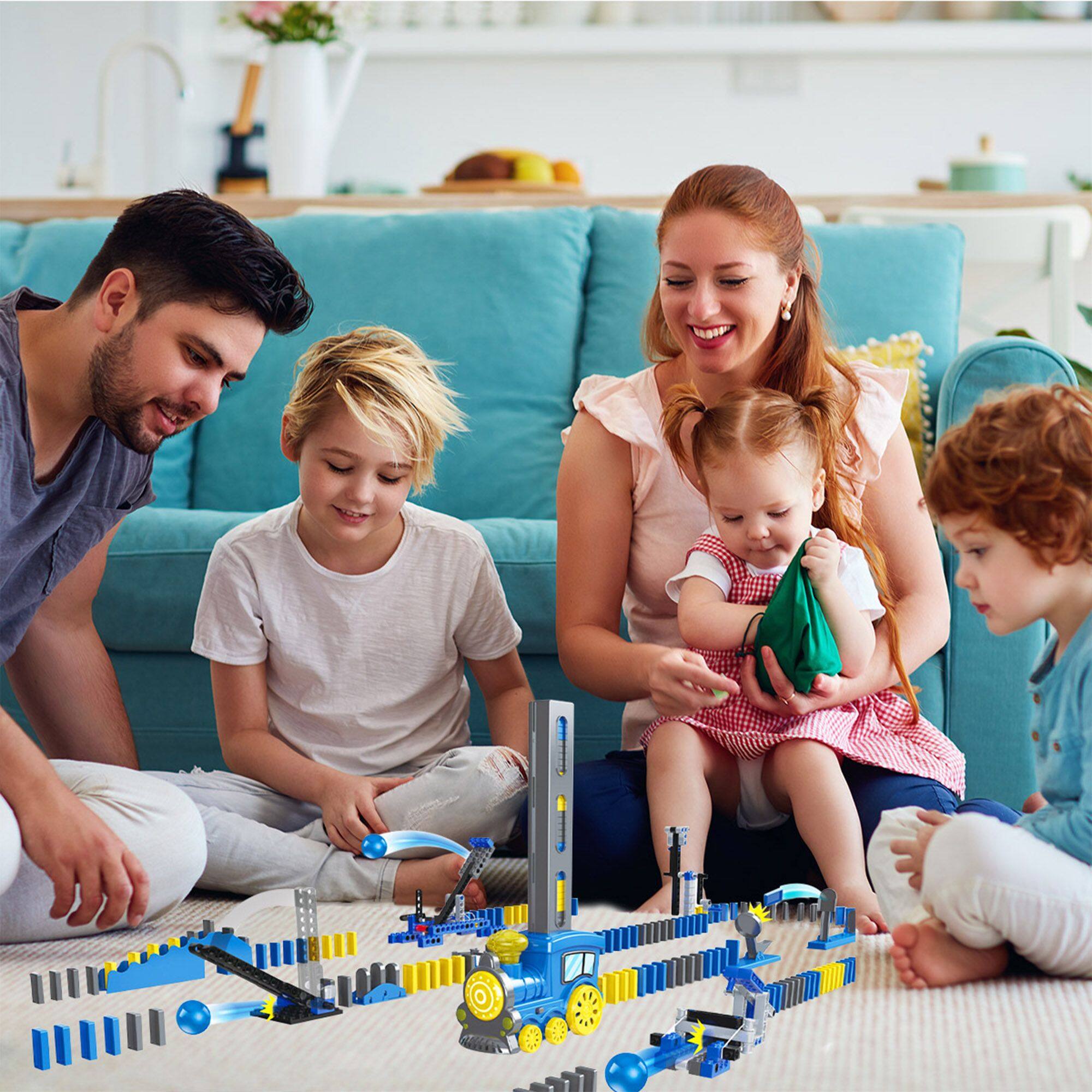 Angle. Link - Ready! Set! Play! Link Domino Train Park Set - Lights, Sound & Auto Place Setter - 120 Pcs - Green.
