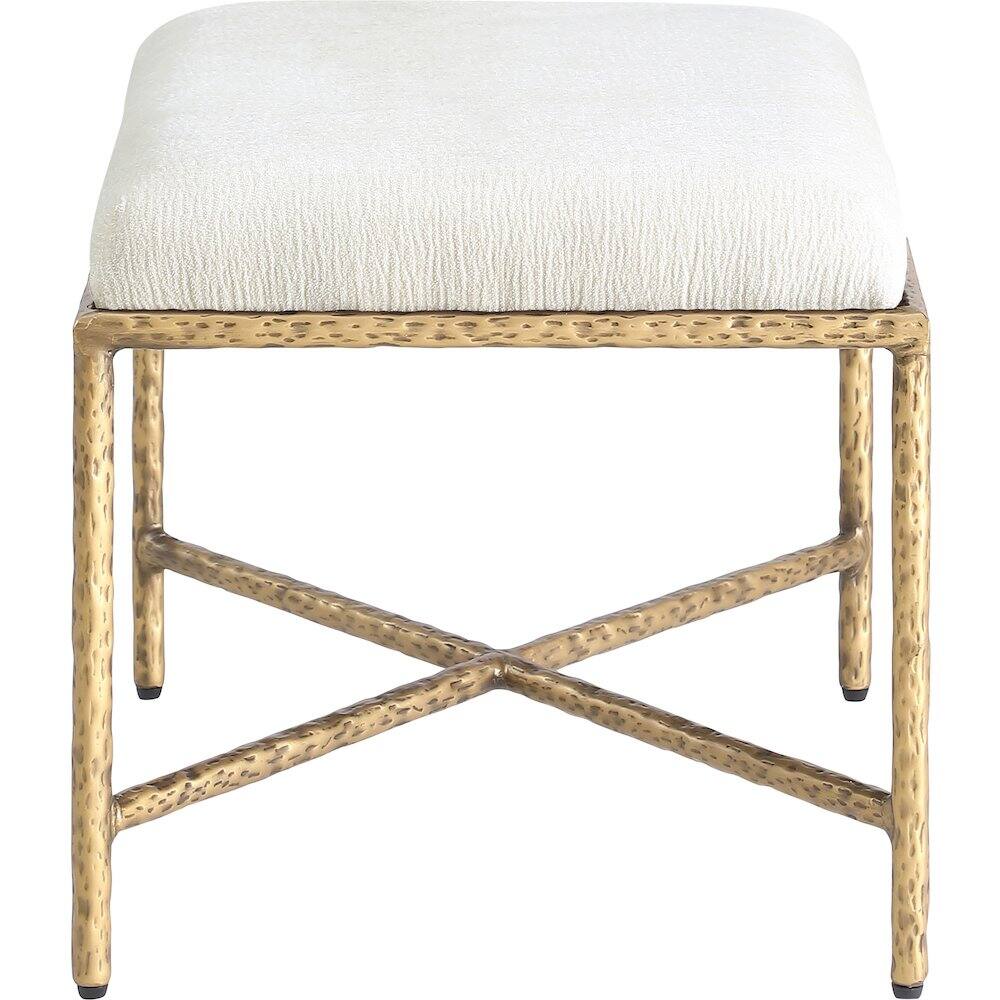 Alt View 3. Meridian Furniture - Valley Cream Chenille Fabric Bench - Beige.