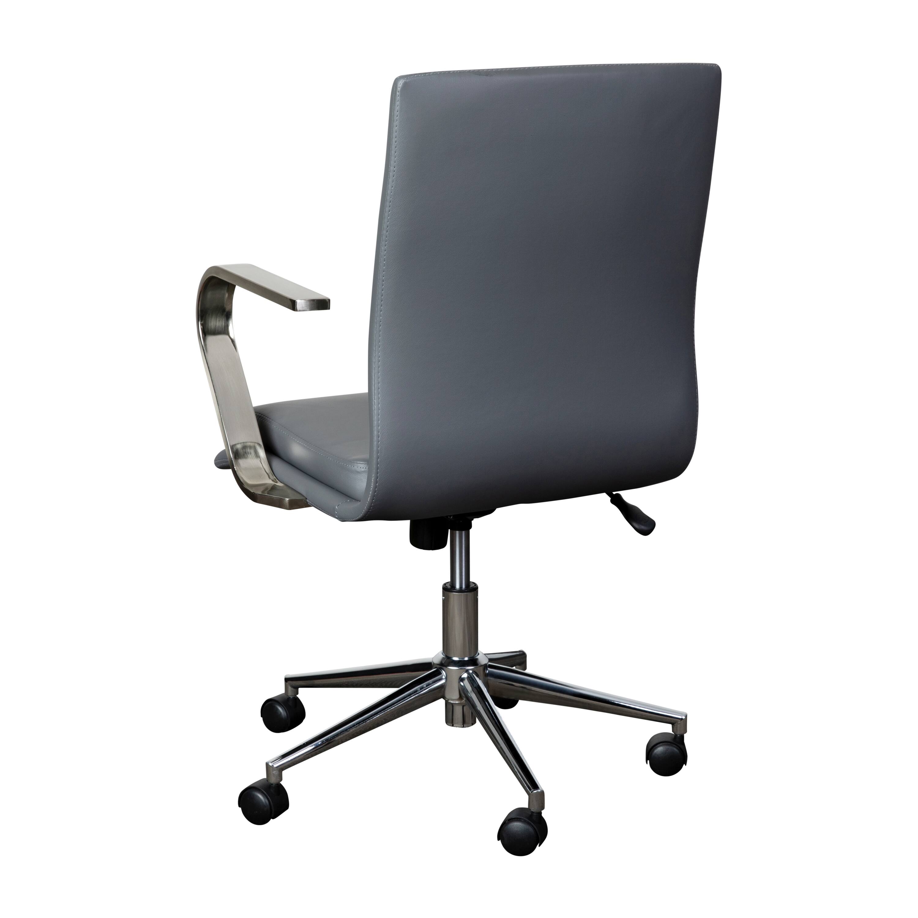 Alt View 7. Emma + Oliver - Ziva Modern Upholstered Mid-Back Home Office Chair with Arms and 5 Star Base - Gray LeatherSoft/Chrome Frame.