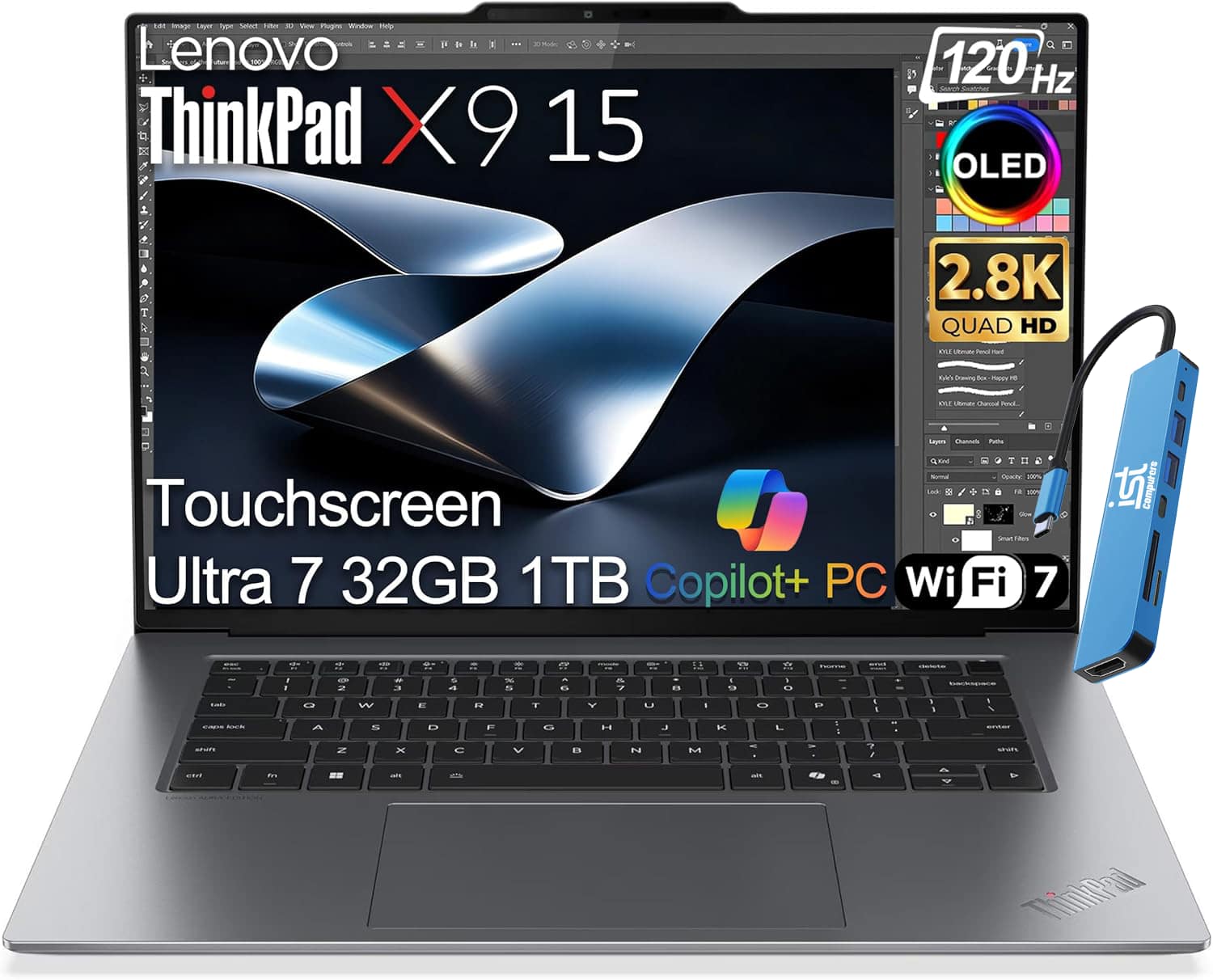 Lenovo - ThinkPad X9 15 Gen1 Aura Edition 15" 2.8K Touchscreen Laptop - Intel Core Ultra 7 258V - 32GB RAM - 1TB SSD - Win 11Pro - Thunder Grey