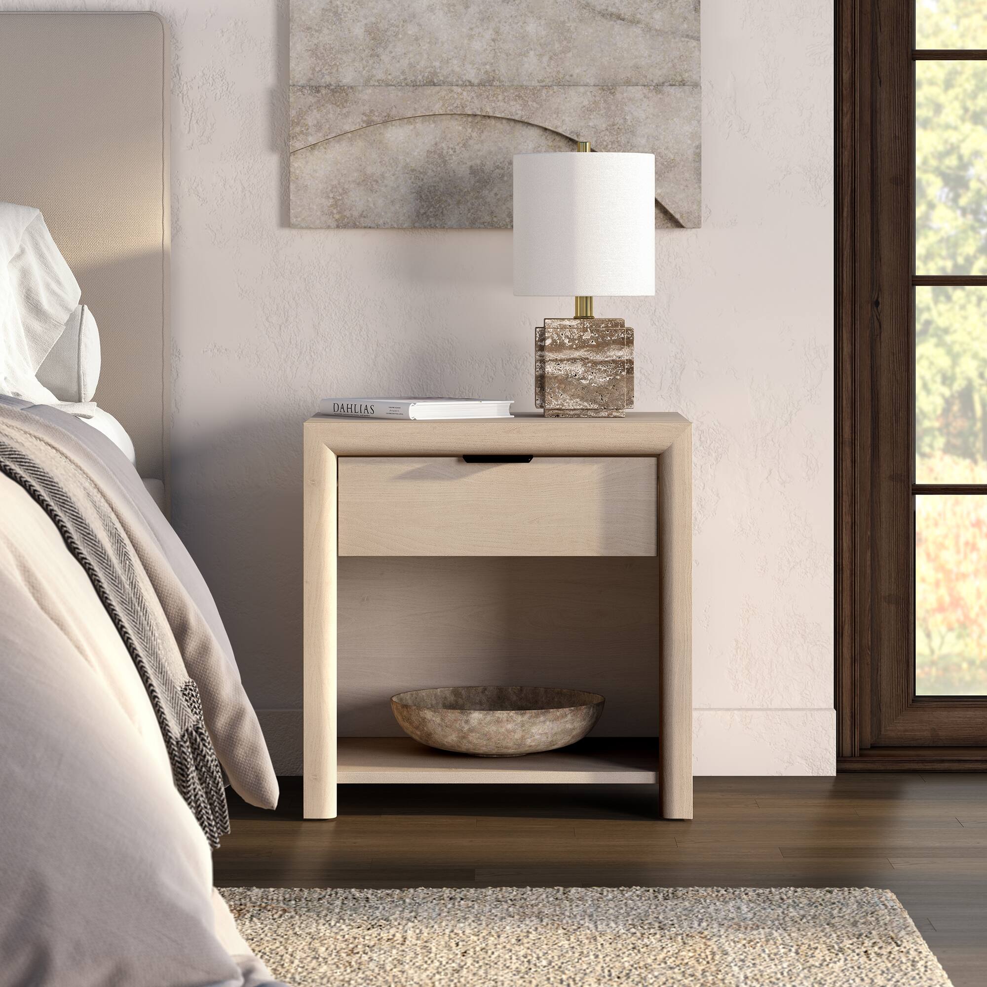 Alt View 2. Hudson&Canal - Clara 24" Rectangular Nightstand - White.