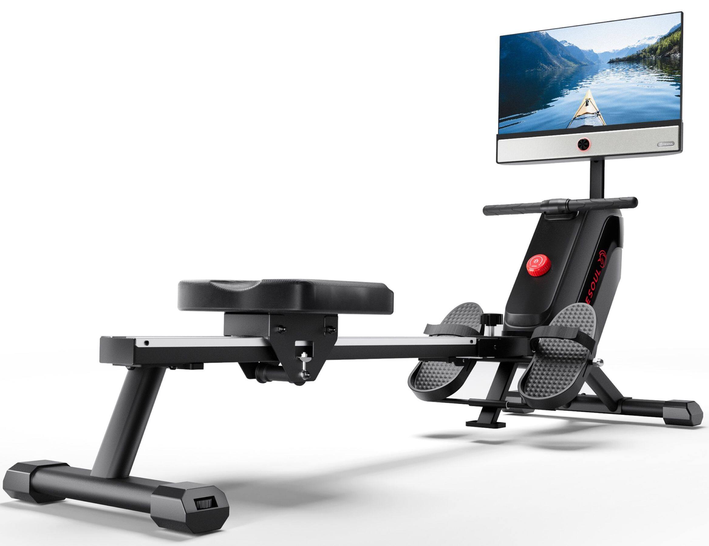 Yesoul - ROWER R1 PLUS w/ 21.5" HD screen. Multimedia casting, immersive audio, 6W speakers, track real-time data - Black