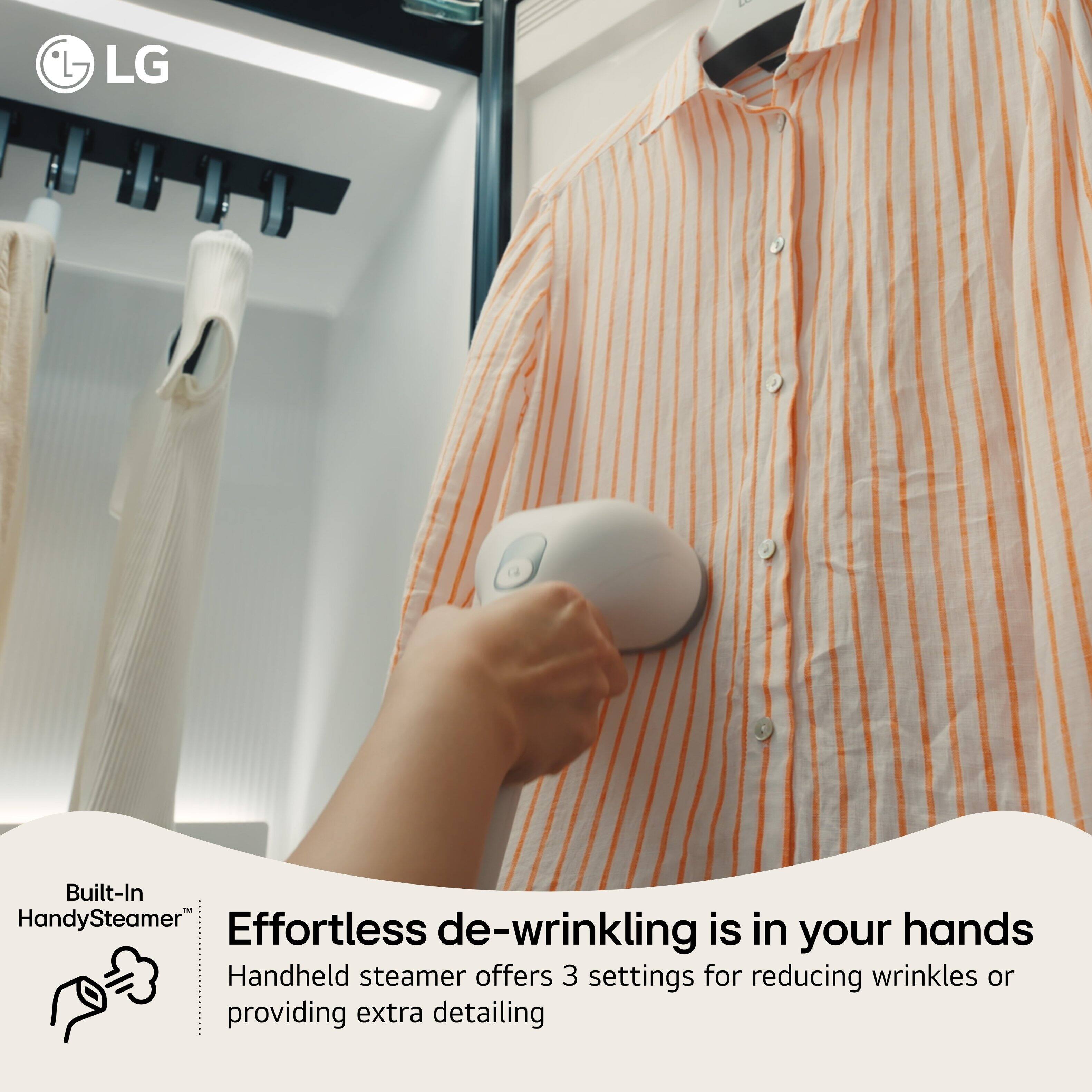 LG Built-In HandySteamer Effortless de-wrinkling is in your hands. Handheld steamer offers 3 settings for reducing wrinkles or providing extra detailing.