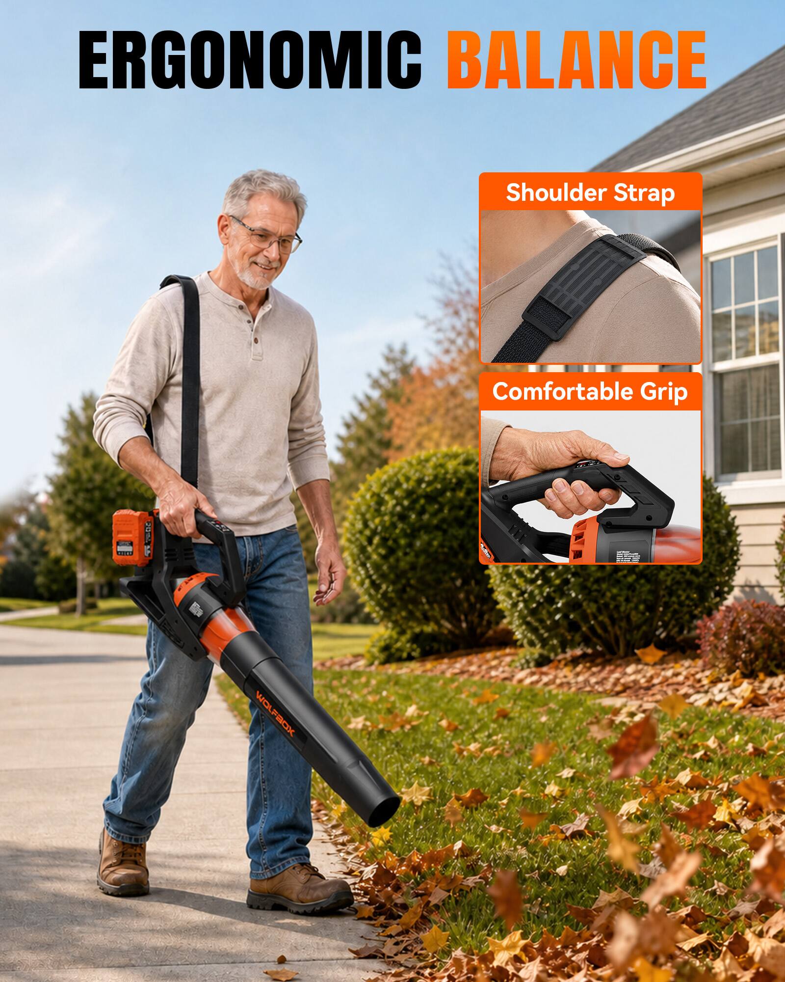 ERGONOMIC BALANCE  
Shoulder Strap  
Comfortable Grip  
P 20%  
F : n  
WOLFBOX