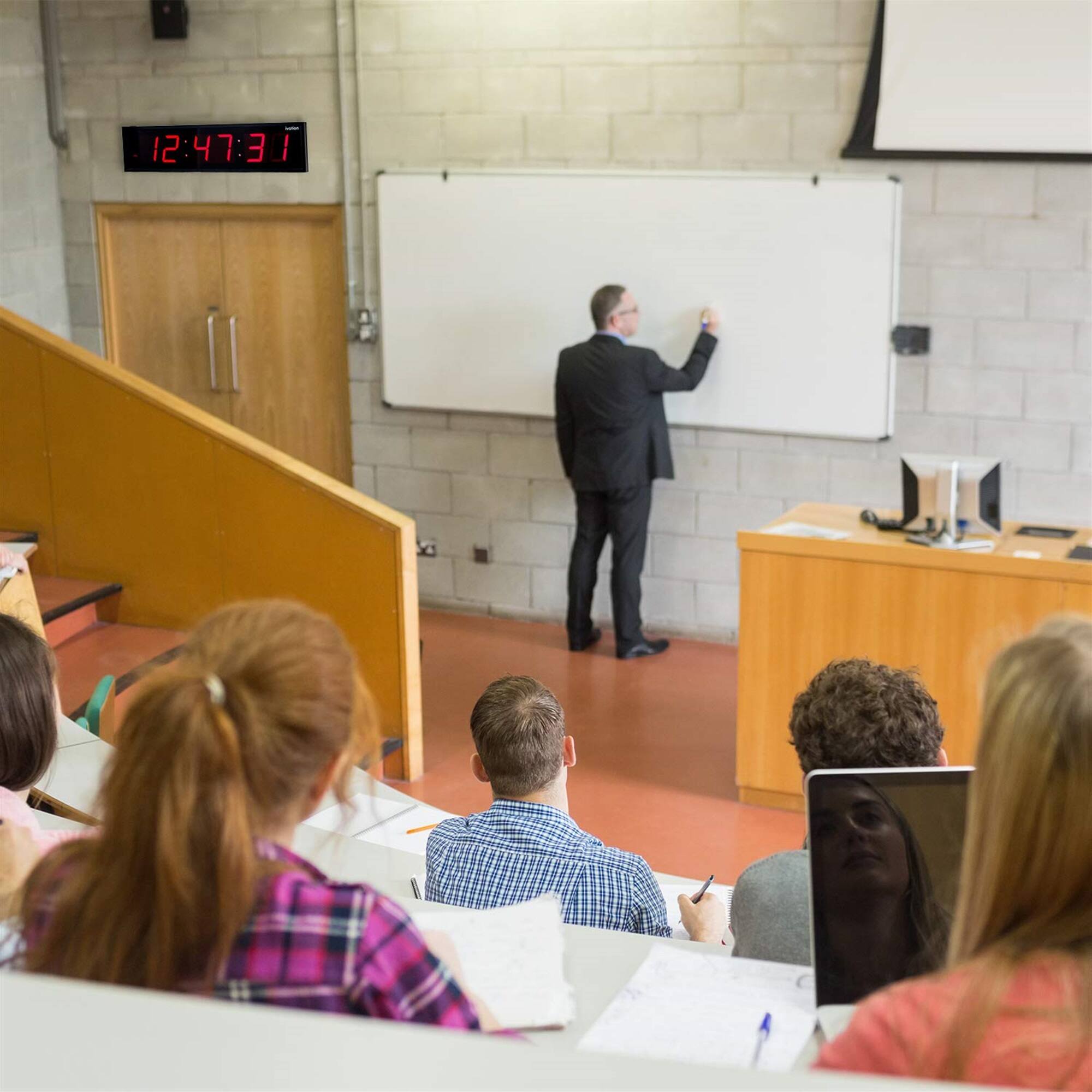 Alt View 5. Ivation - Large Digital Clock, 24" Led Wall Clock with 6-Level Brightness & Mounting Hardware - Red.