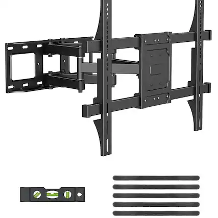 Front. Dazzed Corner - Full Motion TV Wall Mount for 42–86" TVs, Dual Arms, VESA 600x400, 132 lb - Black.