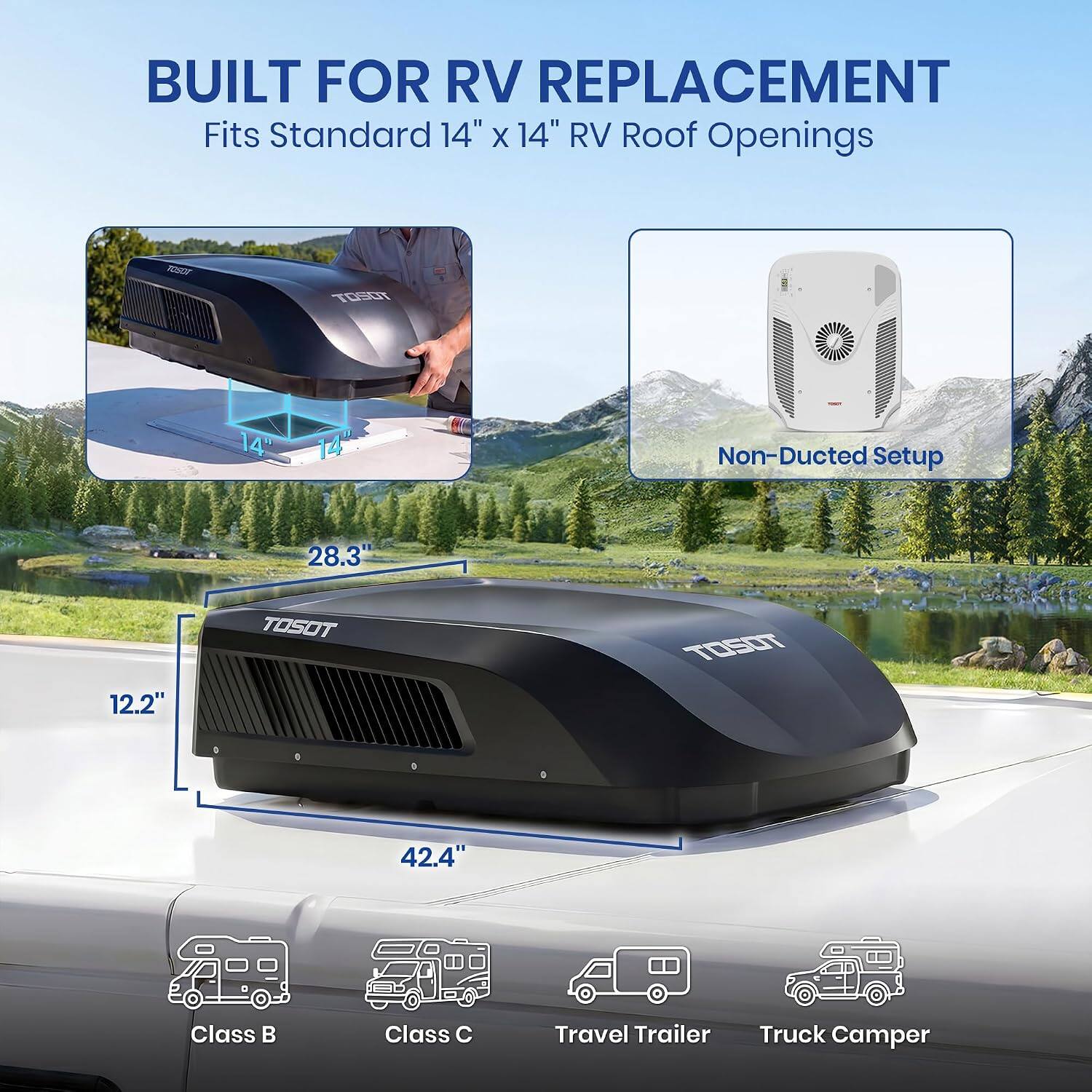 Tosot 16,000 BTU RV Air Conditioner with Heat Pump, Non Ducted, Wifi ...