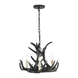 Jonathan Y - Nelle 18" Adjustable Resin Antler 3-Light Dimmable LED Chandelier - Black