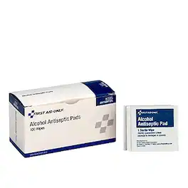 First Aid Only - 1.78"L x 3.5"W Alcohol Pads, 100, Box (H305) - White