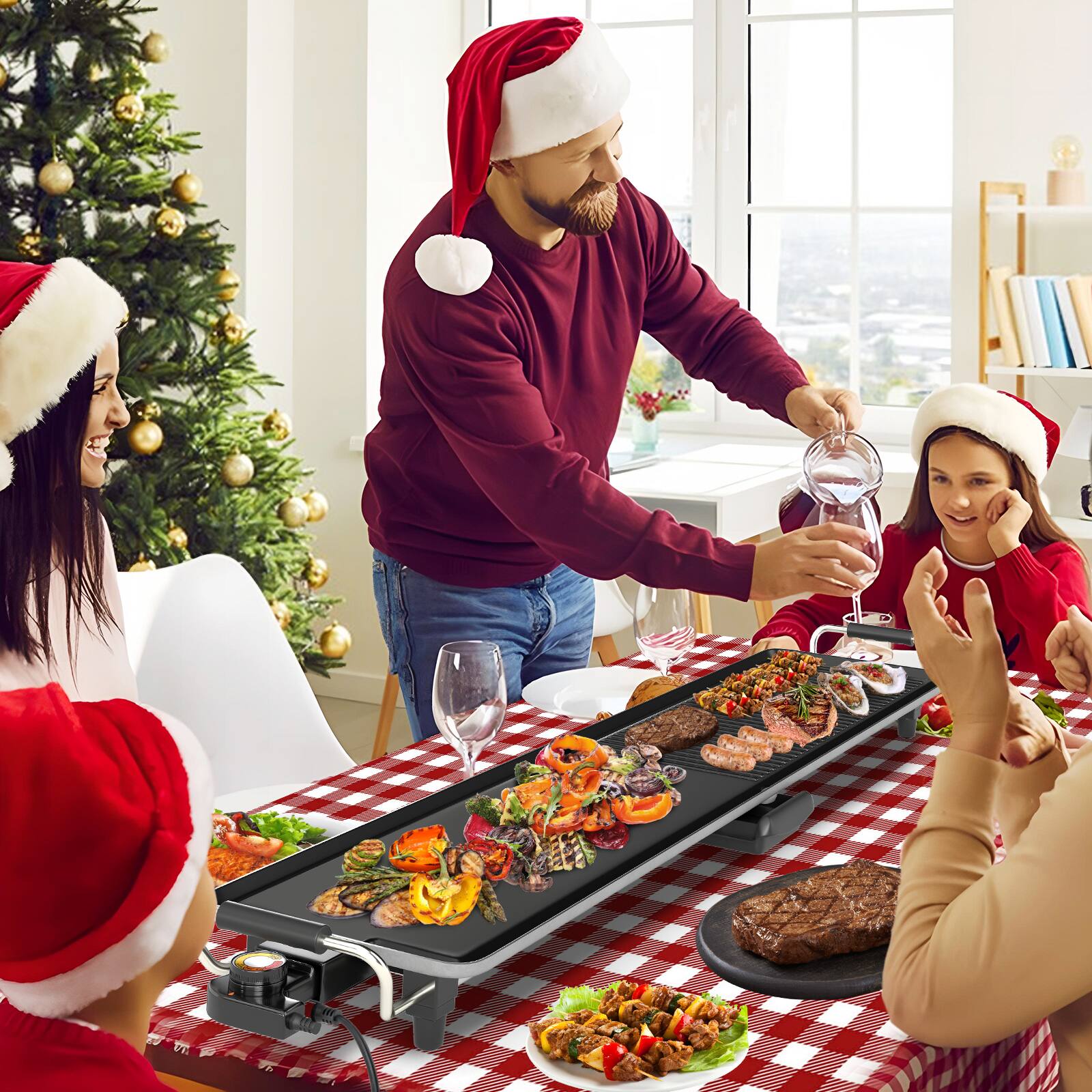 Alt View 1. Gymax - Gymax 39.5'' Extra Large Electric Griddle w/ 2 Cooking Surface Adjustable Temperatures - Beige.