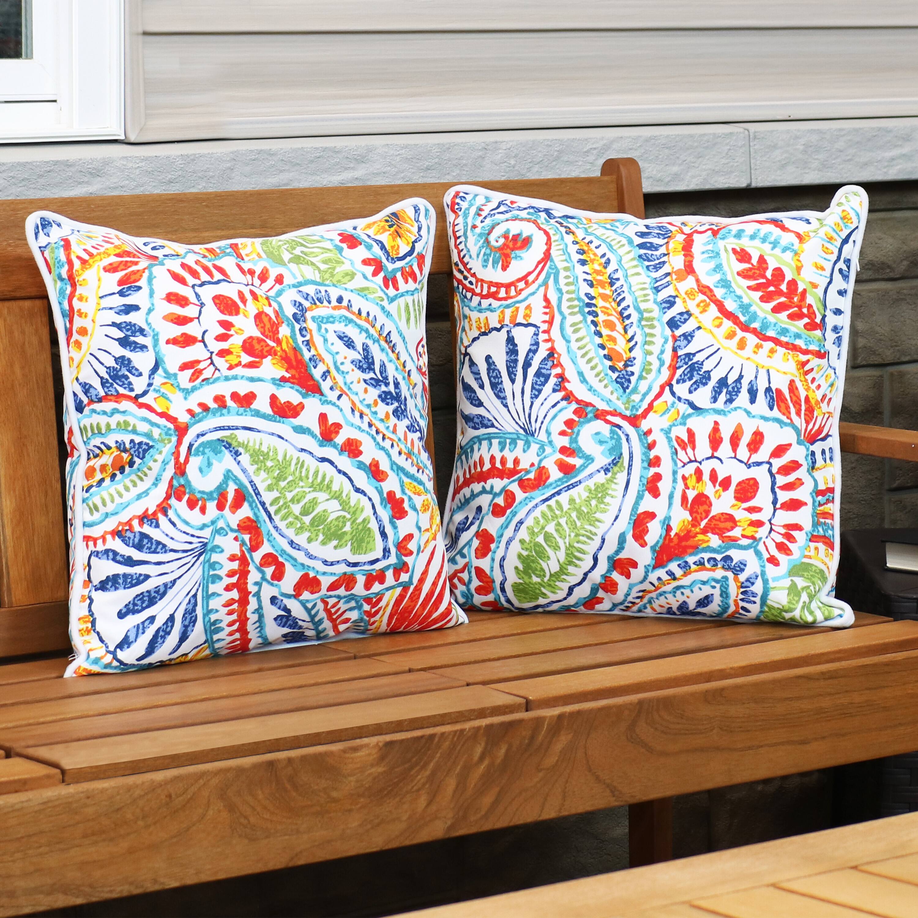 Alt View 3. Sunnydaze - Square Indoor and Outdoor Throw Pillow - 16 in - Bold Paisley.