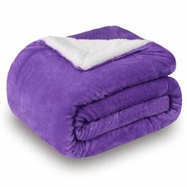 Refined Abode Design - Sherpa Fleece Throw Blanket Reversible Super Soft Luxurious Plush Size Dark x60 100 Polyester Imported UNIQUE - Purple 50"×60"