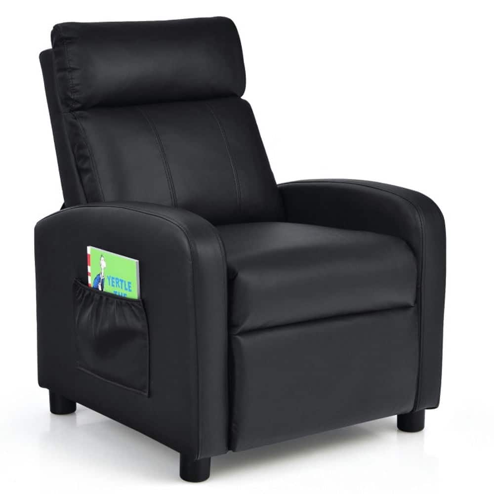 Kadyn - Ergonomic PU Leather Kids Recliner Lounge Sofa for 3-12 Age Group- Kids Chairs for Kids - Black
