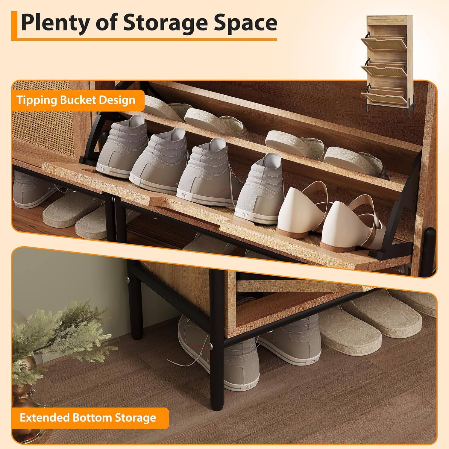 Plenty of Storage Space

Tipping Bucket Design

Extended Bottom Storage