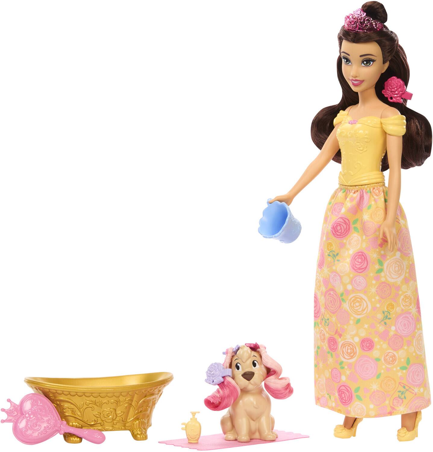 Alt View 1. Mattel - Mattel - Disney Princess Belle Bathe & Brush Dog   - Collectibles - Multicolor.