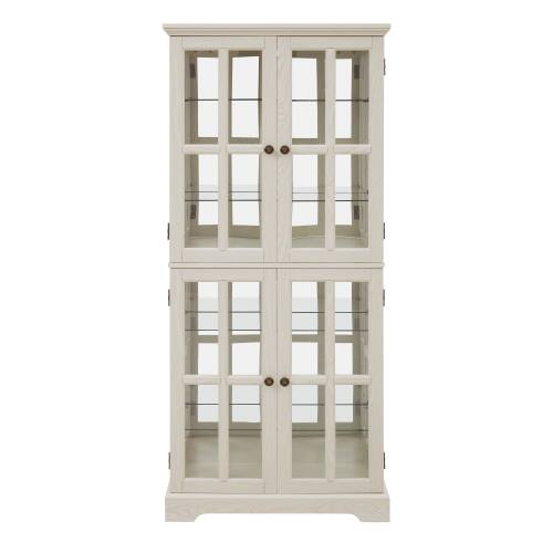 Alt View 6. LUCKY ONE - Freestanding Curio Display Cabinet with Glass Doors Adjustable Shelves E26 Bulb Included for Collectibles - White.