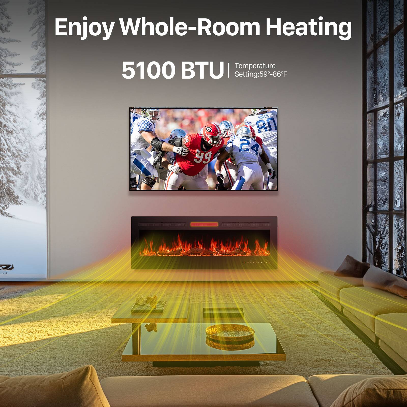 Enjoy Whole-Room Heating  
5100 BTU  
Temperature Setting: 59-86°F