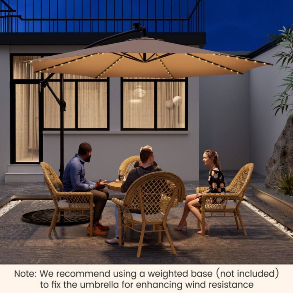 Note: We recommend using a weighted base (not included) to fix the umbrella for enhancing wind resistance