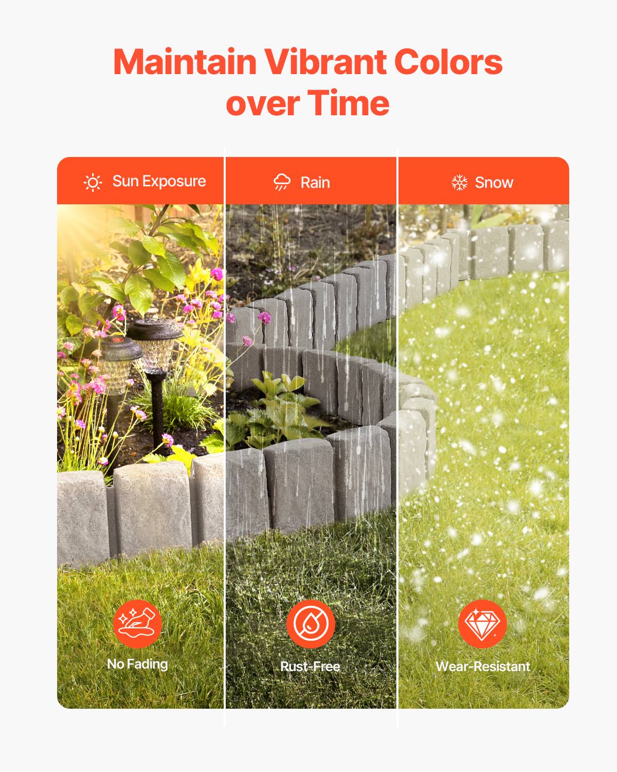 Maintain Vibrant Colors over Time

- Sun Exposure
  - No Fading

- Rain
  - Rust-Free

- Snow
  - Wear-Resistant