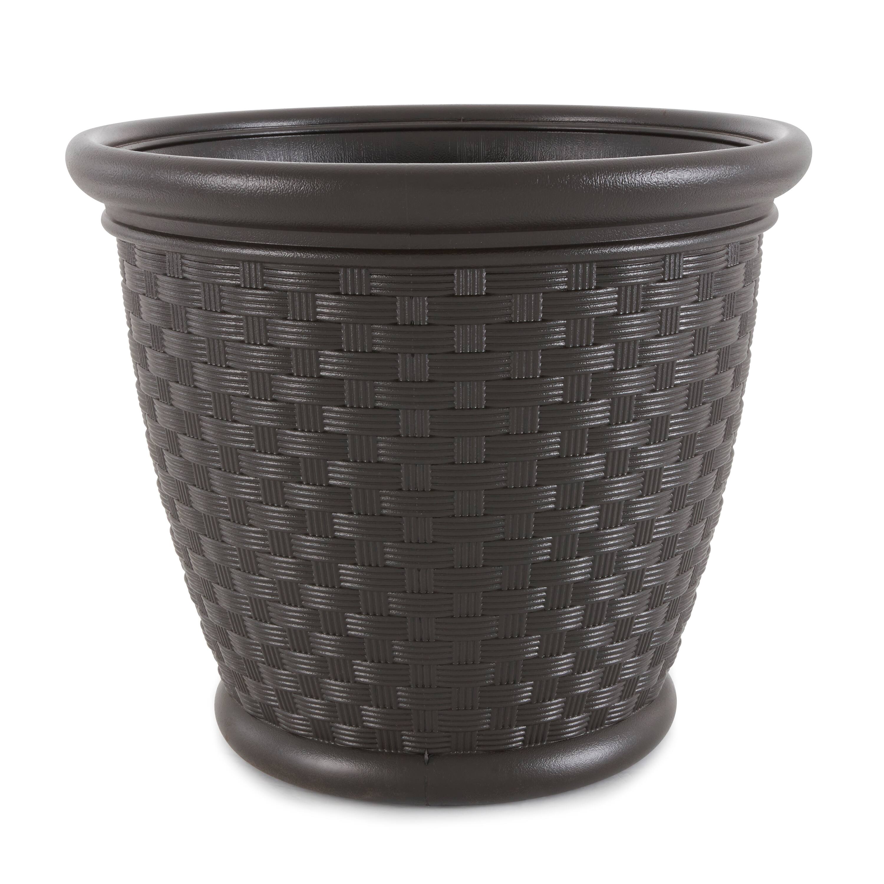 Alt View 4. Suncast - Suncast Sonora 18 Inch Resin Wicker Decorative Flower Planter, Brown (4 Pack) - Brown.