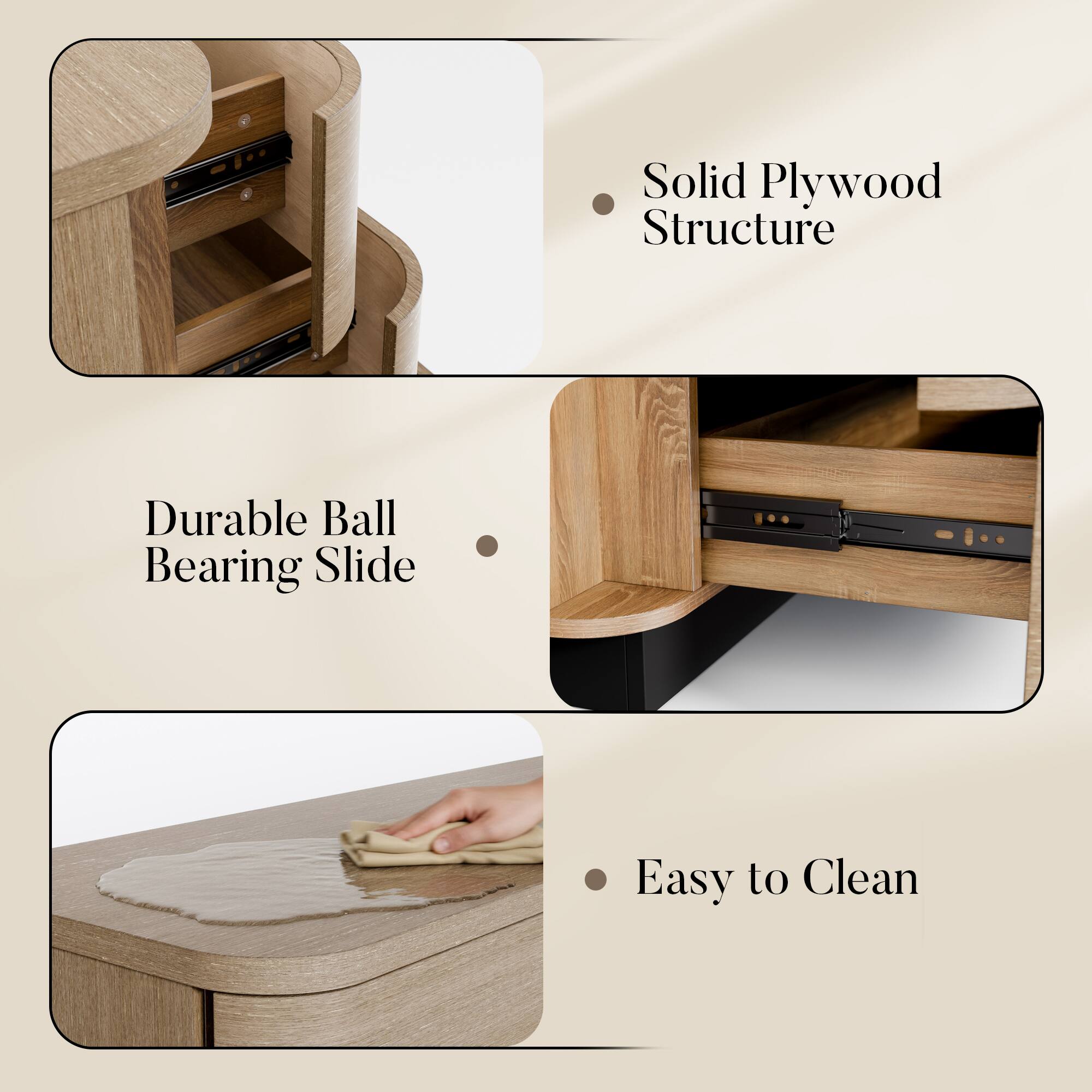 - Solid Plywood Structure
- Durable Ball Bearing Slide
- Easy to Clean