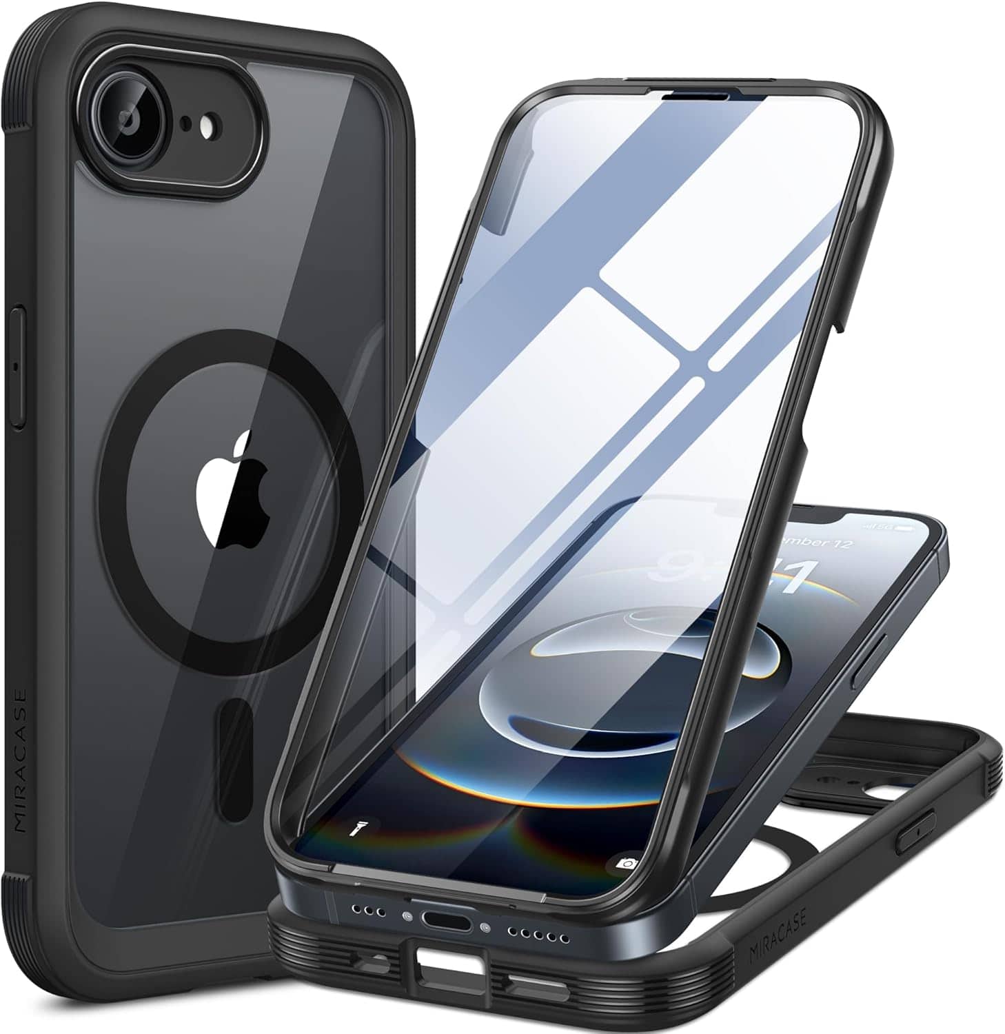 ACJPR - iPhone 16e Case, Magnetic with Glass Screen Protector, Drop Proof (Black) - Color: Magnetic Classic Black Size: iPhone 16E 6.1