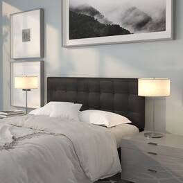 Emma + Oliver - Button Tufted Adjustable Height Upholstered Headboard - Black