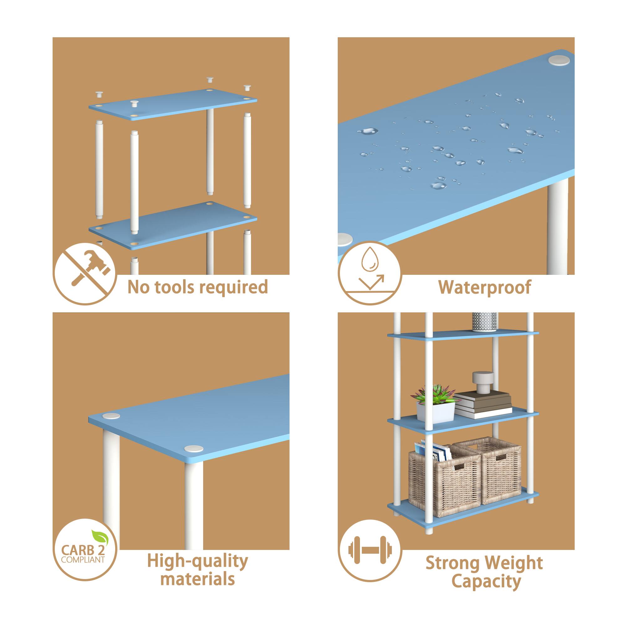 - No tools required
- Waterproof
- CARB 2 COMPLIANT
- High-quality materials
- Strong Weight Capacity