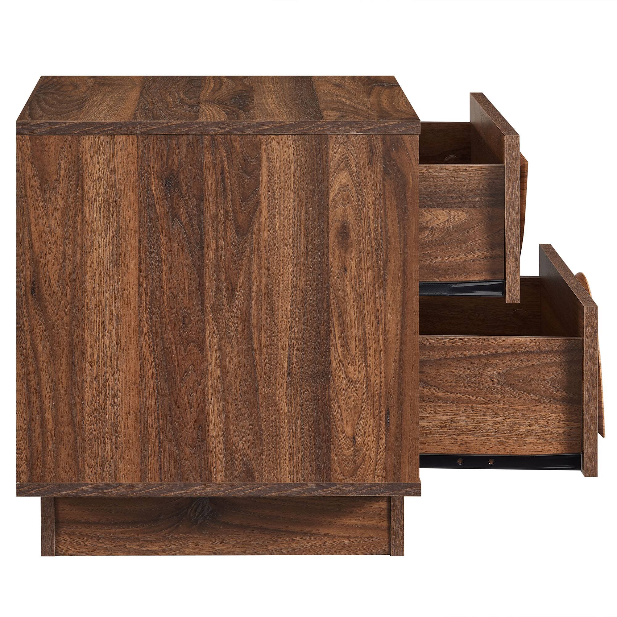 Alt View 4. Modway - Bulwark 2-Drawer Nightstand by Modway - Walnut.
