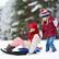 Left. Costway - Folding Kids Metal Snow Sled Frost-Resistant Pull Rope Snow Slider Leather Seat - Blue & Black & Red.