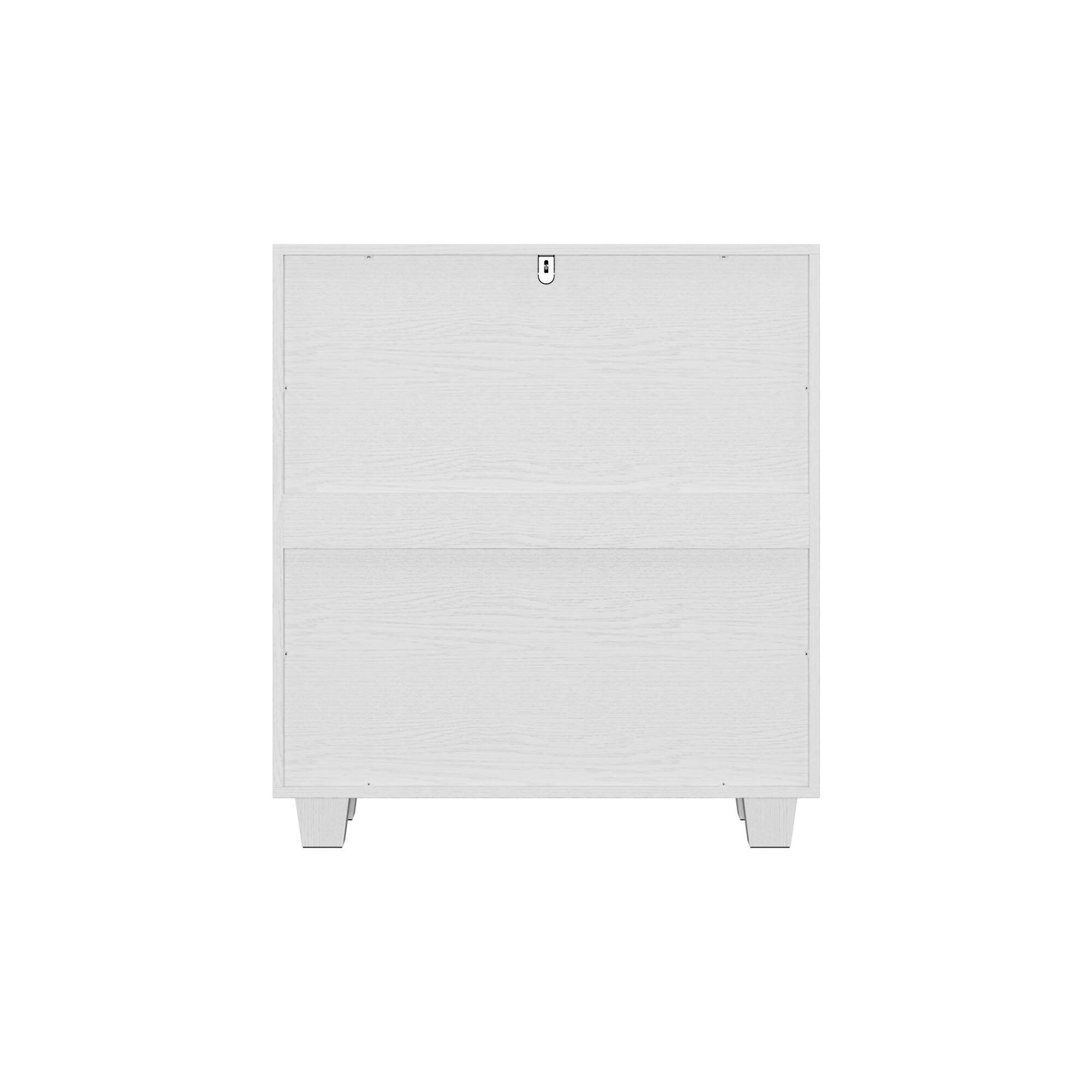 Back. Famapy - Famapy 3 - Drawer Nightstand: Sleek Storage for Tidy Spaces - White.