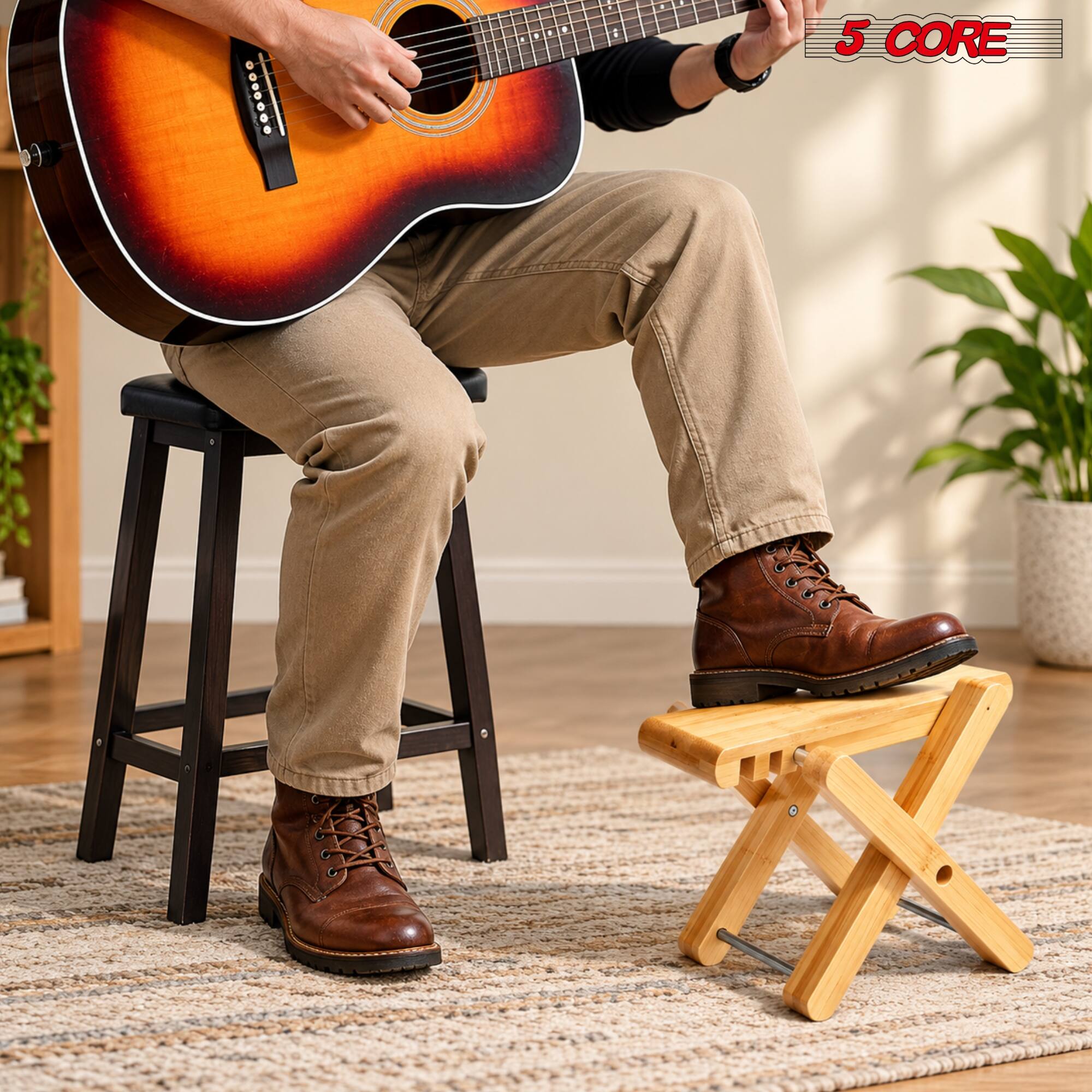 Alt View 2. 5 CORE - 5Core Guitar Foot Stool Adjustable Footrest Classic Leg Rest.
