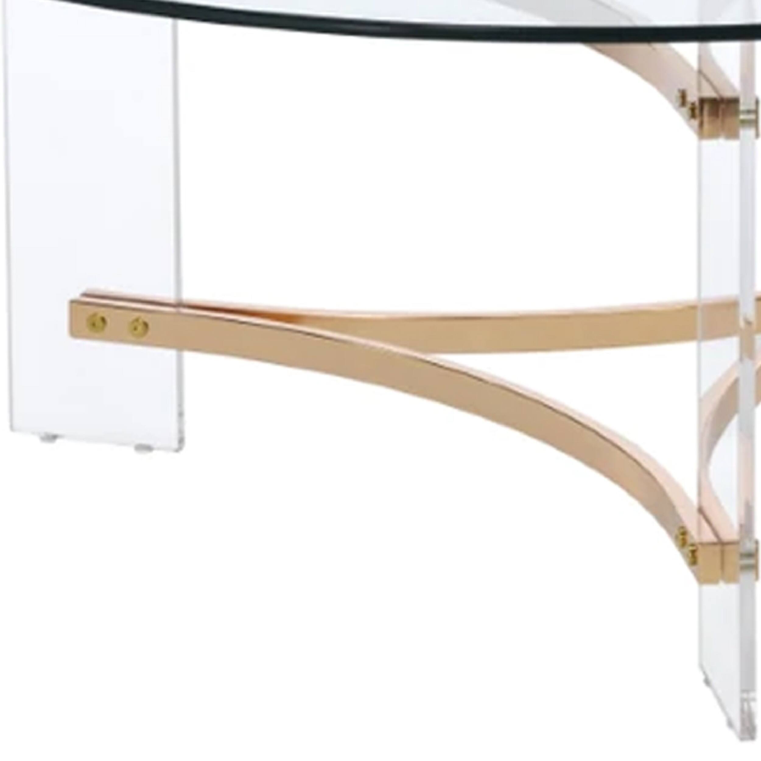 Alt View 3. Manhattan Lane - Hale 41 Inch Round Coffee Table, Glass Top, Acrylic Legs - Clear.