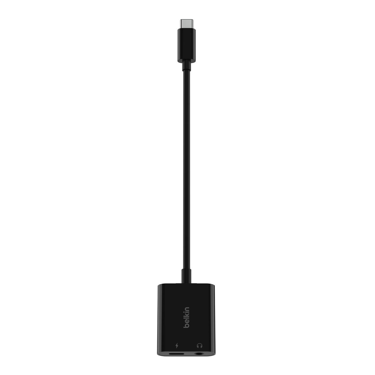 Alt View 2. Belkin - 3.5mm Audio & USB-C Adaptor - Fast Charge Compatible USB-C Audio Adaptor for iPad Pro, Galaxy, Pixel, OnePlus & More - Black.
