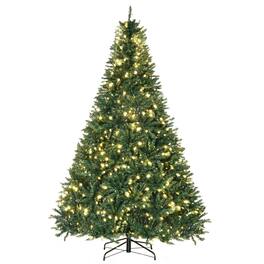 BreeBe - 7ft Pre-Lit Full Douglas Fir Artificial Christmas Tree with Realistic Branches - Green