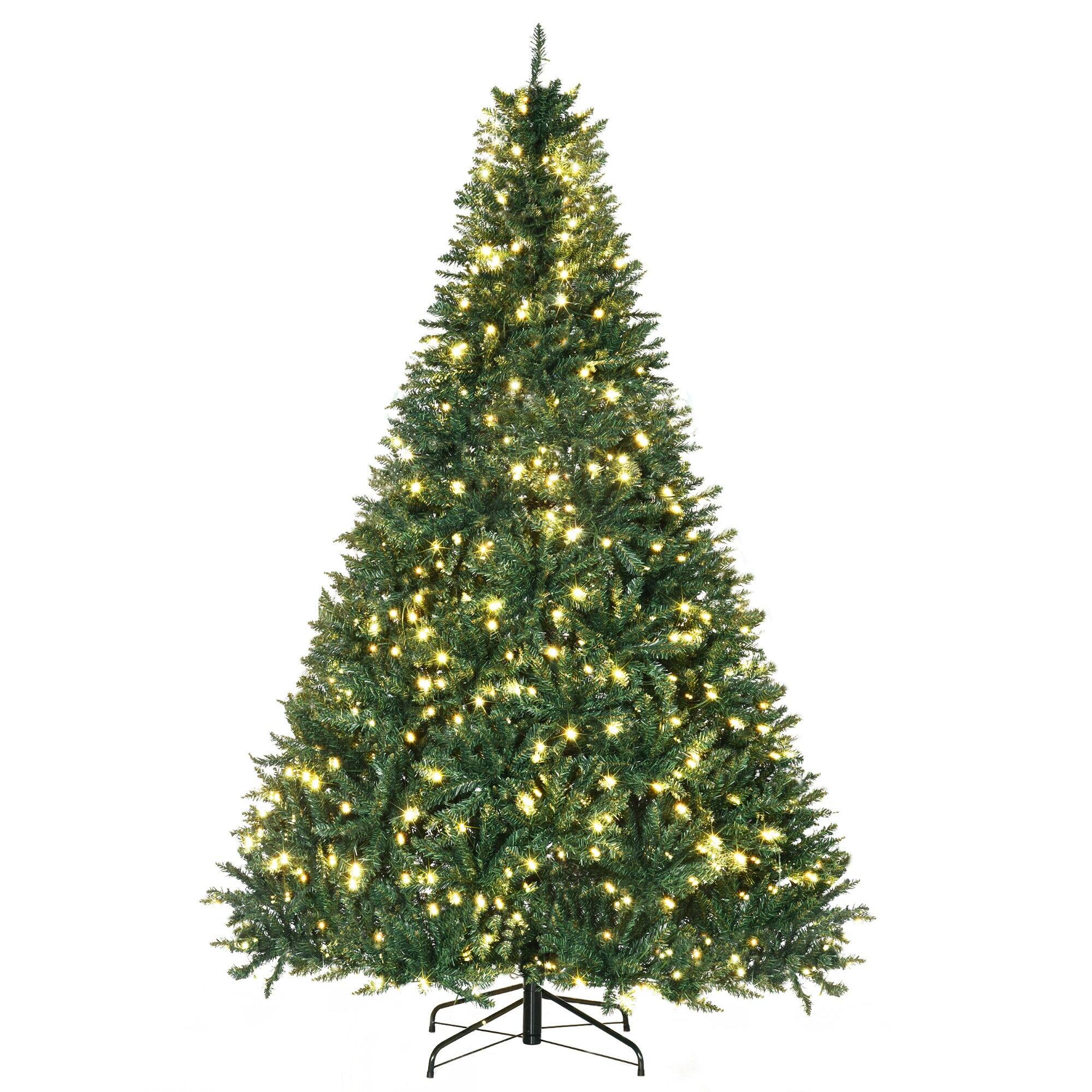 Front. BreeBe - 7ft Pre-Lit Full Douglas Fir Artificial Christmas Tree with Realistic Branches - Green.